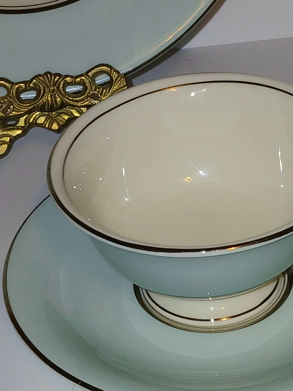 Vintage Castleton China USA Tiffany Blue  Tea Cup, Saucer & Salad Plate Set